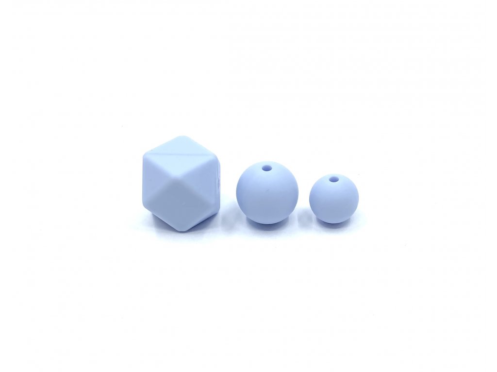 Silikonový korálek šestiúhelník 17 mm baby blue