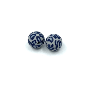 Silikonový korálek 19 mm modrý leopard