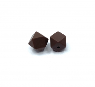 Silikonový korálek šestiúhelník tmavě hnědý 17 mm